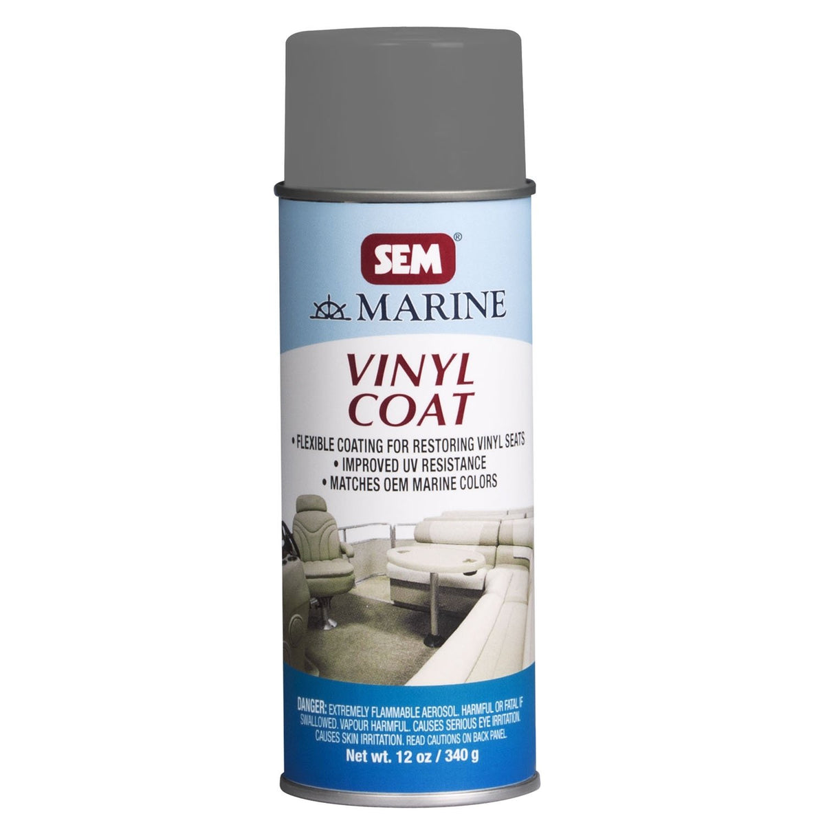 SEM M25203 marine formula aerosol can for boat vinyl, quick repair and lasting finish.