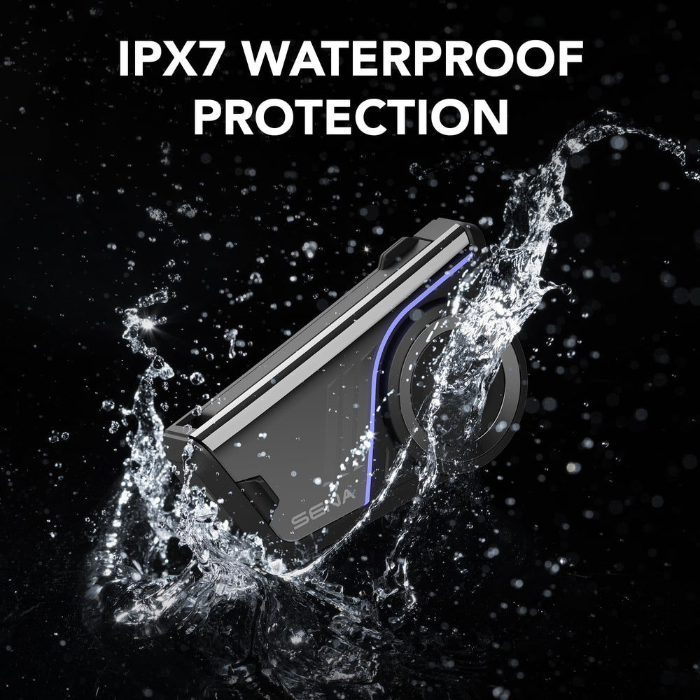 Sena 60S IPX7 waterproof design for rain-ready rides