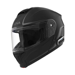 Sena OUTRUSH 2 front view with a sleek Matte Black shell for city rides.