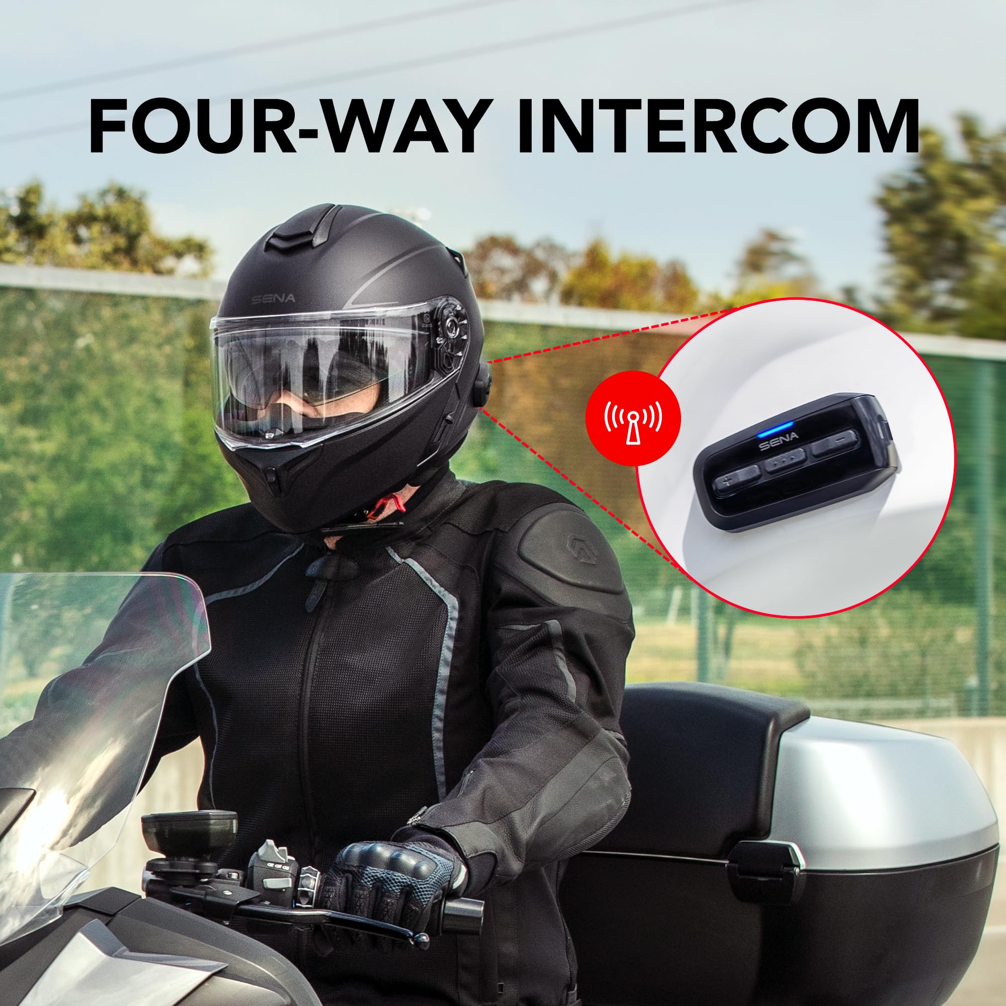 Sena Outrush R modular helmet with tilting open-face for easy visor access