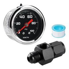 SENCTRL fuel pressure gauge with 1.5 inch dial for clear EFI readings
