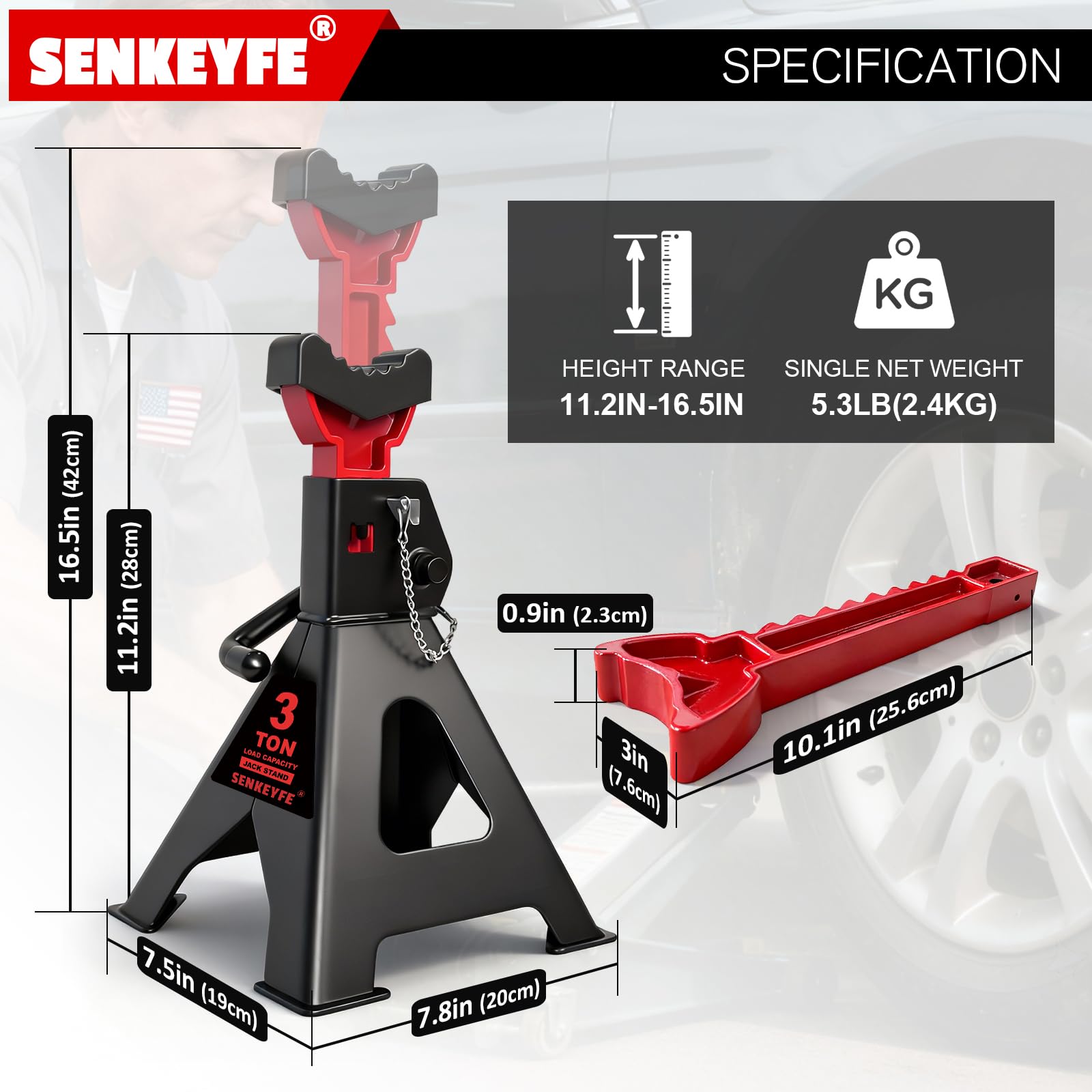 SENKEYFE oversized foot base ensures stability on uneven surfaces.