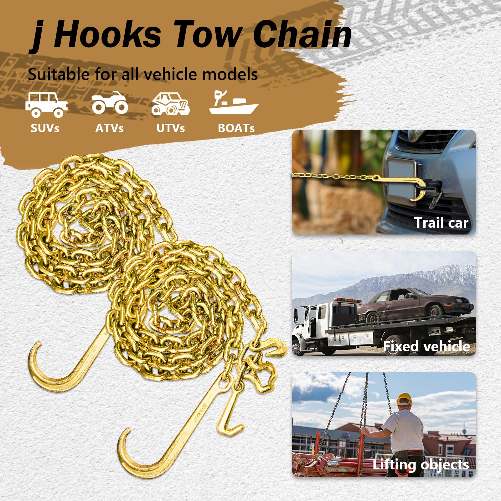 SENKEYFE heavy-duty tow chain assembly for towing and lifting tasks