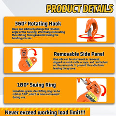SENKEYFE Snatch Block rotation demonstrates flexible angle for winching