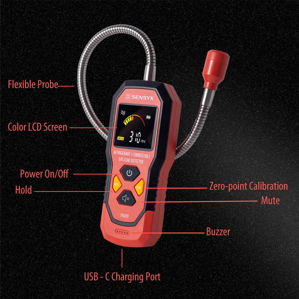 SENSYX SFD201 detects a wide range of halogen refrigerants across HVAC systems