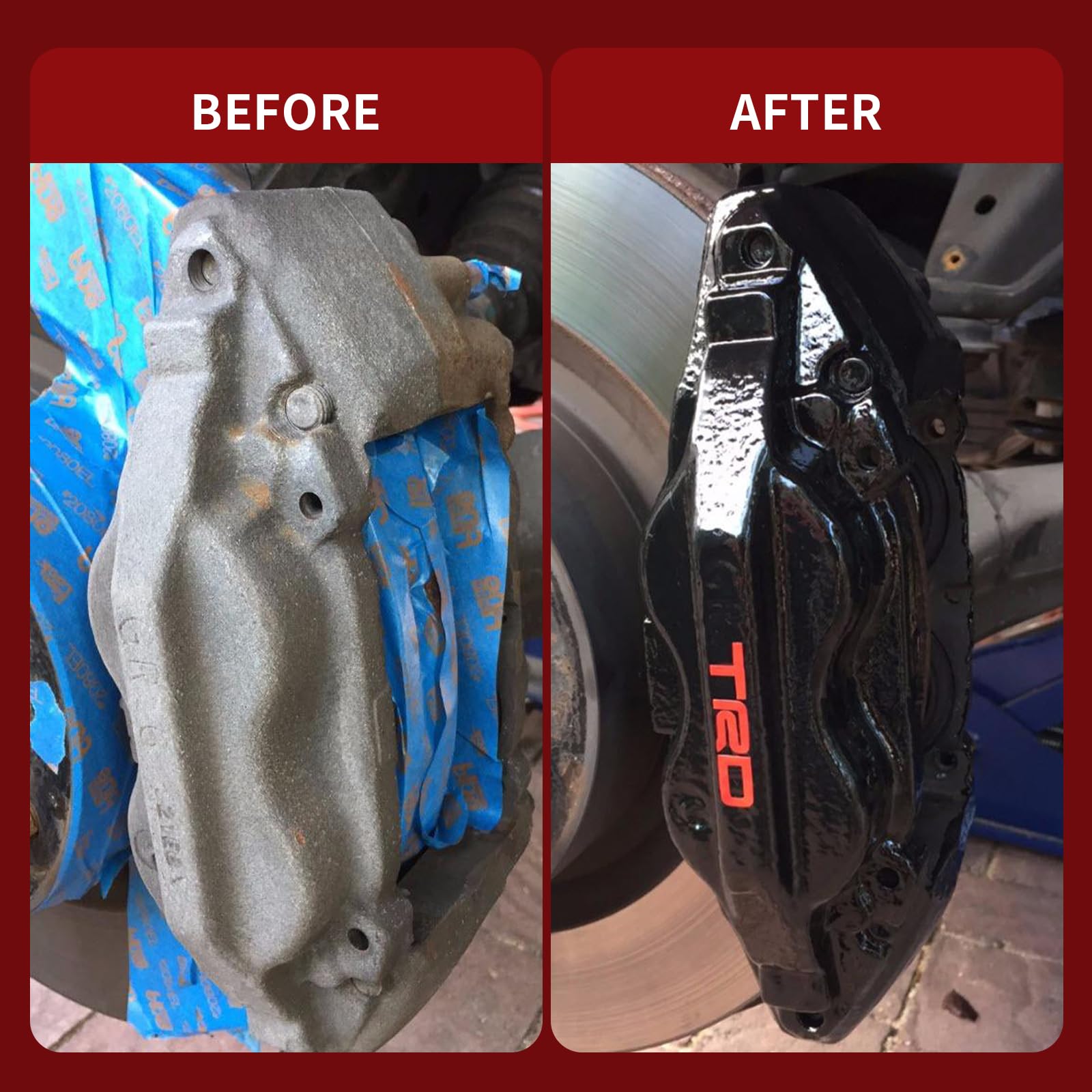 SENVEN epoxy caliper paint jar highlighting durable formula against fluids and grime.