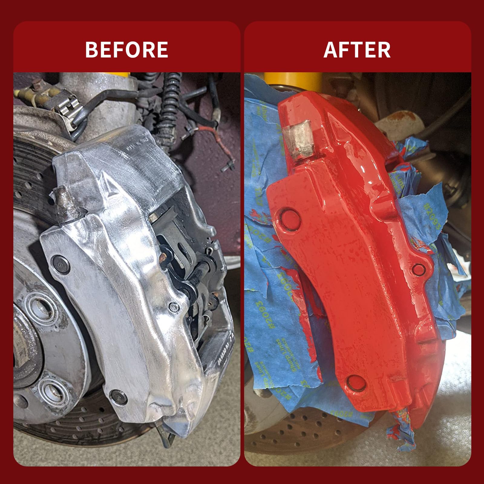 SENVEN red caliper paint heat resistance up to 980 degrees for durability.