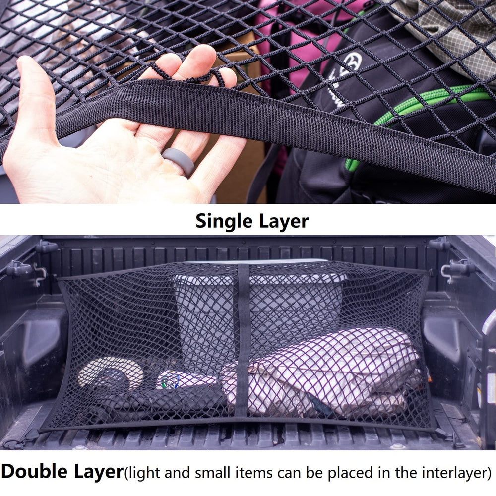 SENYAZON quick-install truck bed net in action on trailer.
