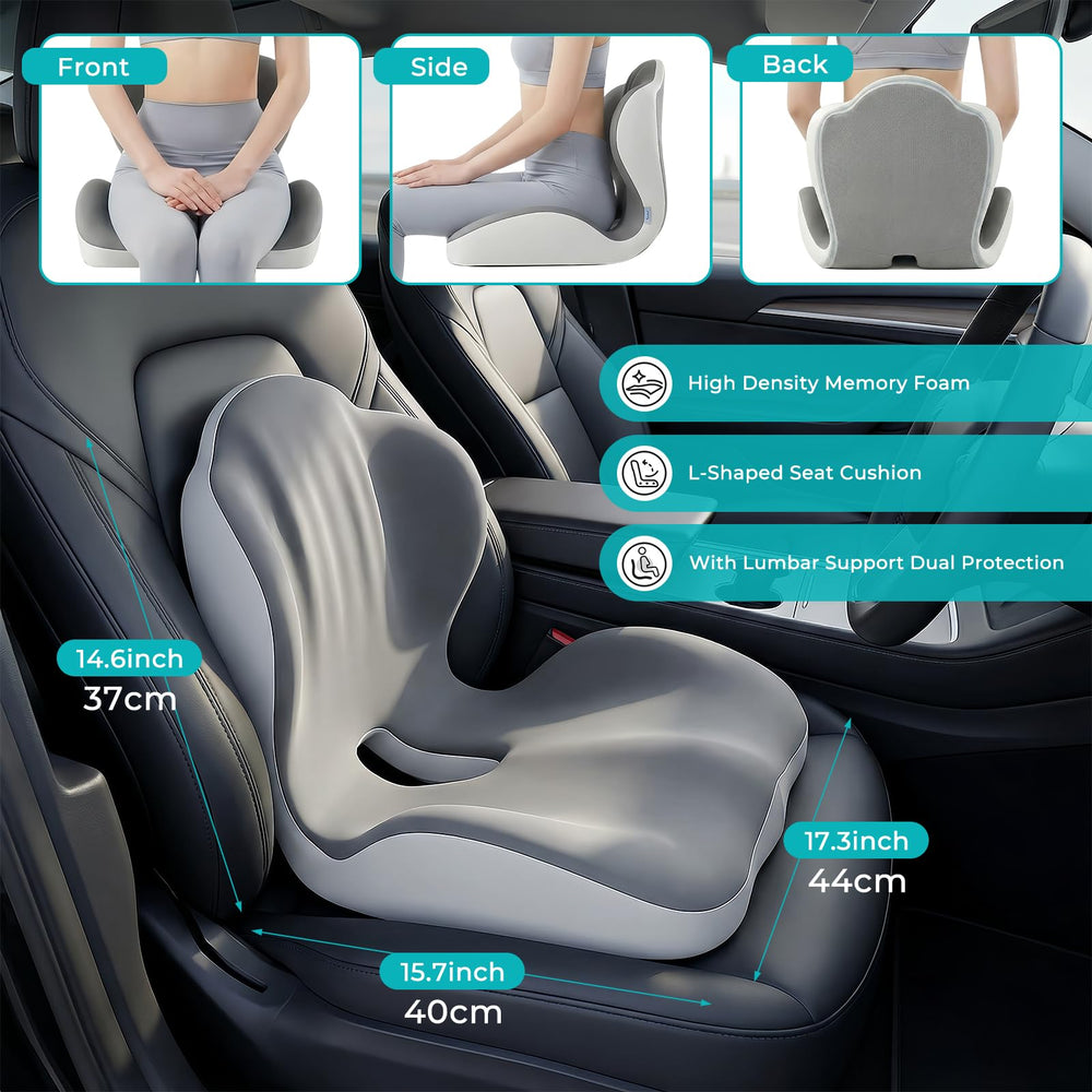 Serdyes memory foam seat cushion contours to hips for tailbone relief.