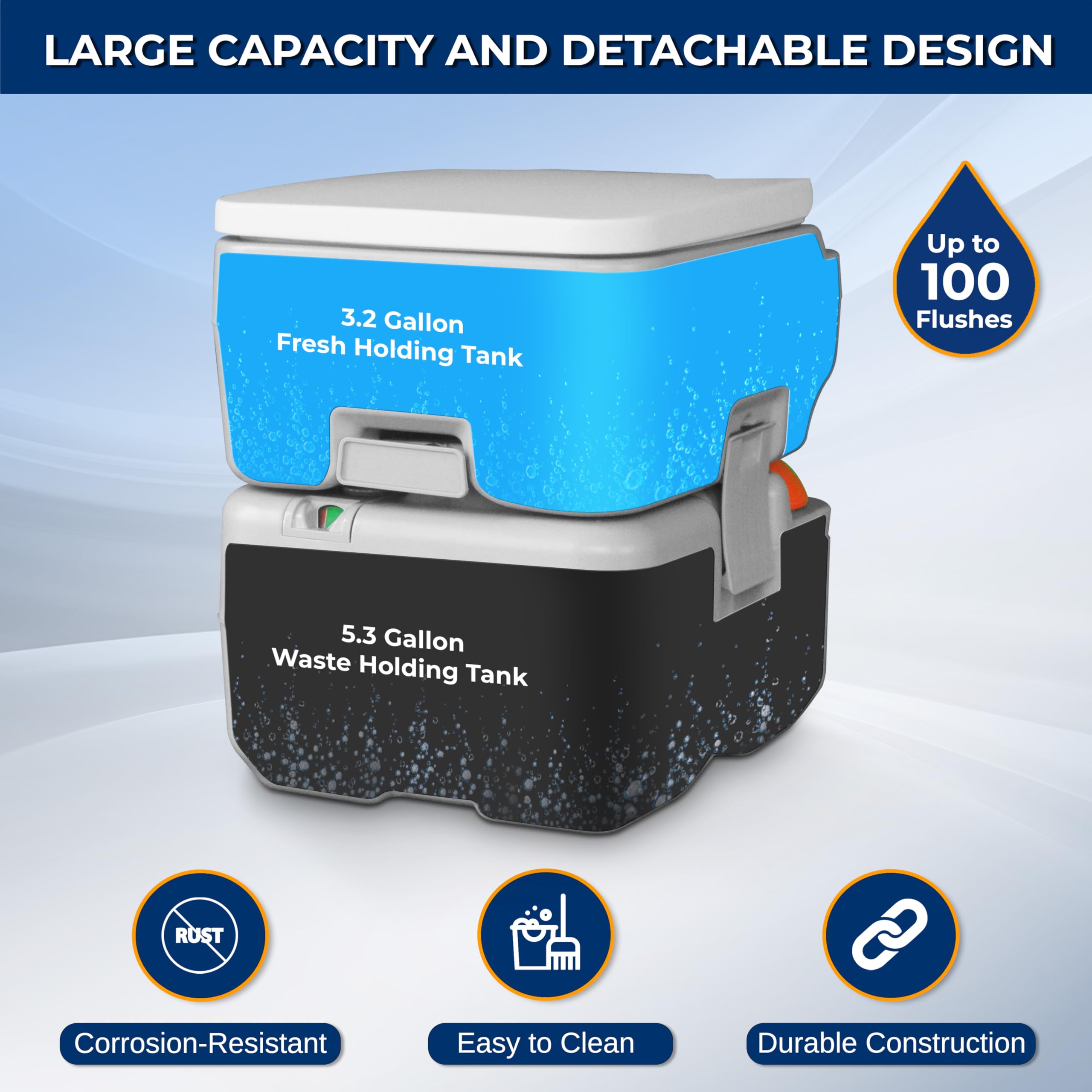 SereneLife portable camping toilet with detachable waste tank for easy disposal.