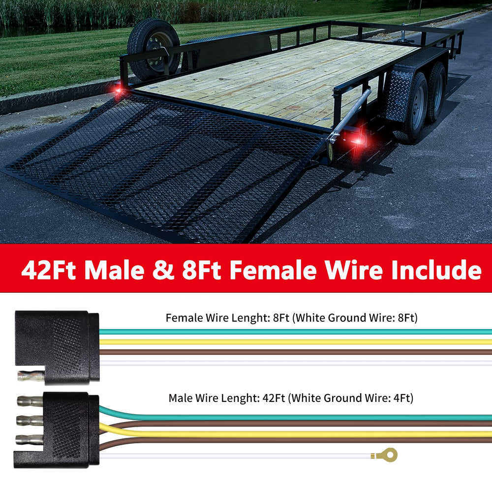 Serlainxin 42ft male and 8ft female cables for extended trailer lighting