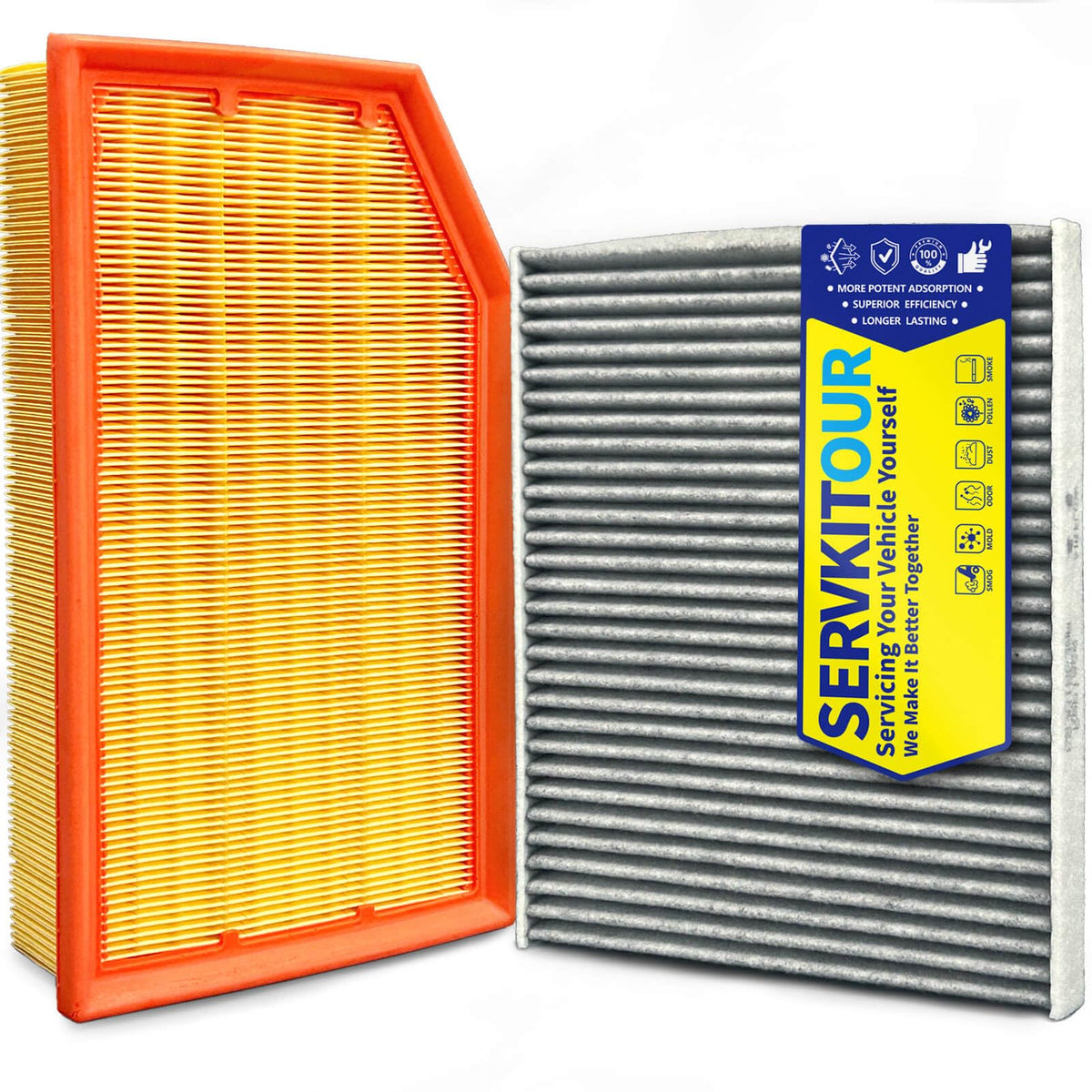 SERVKITOUR Wrangler cabin filter visual shows clean, refreshing air for a calmer ride.