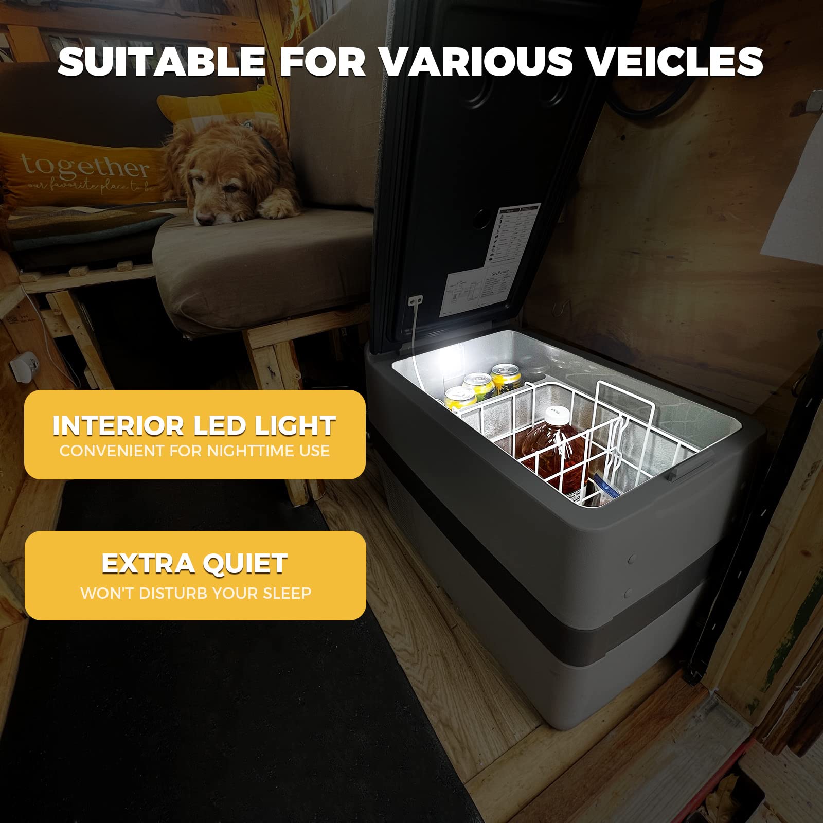 Built-in LED light helps locate items in the dark inside the AJ30.