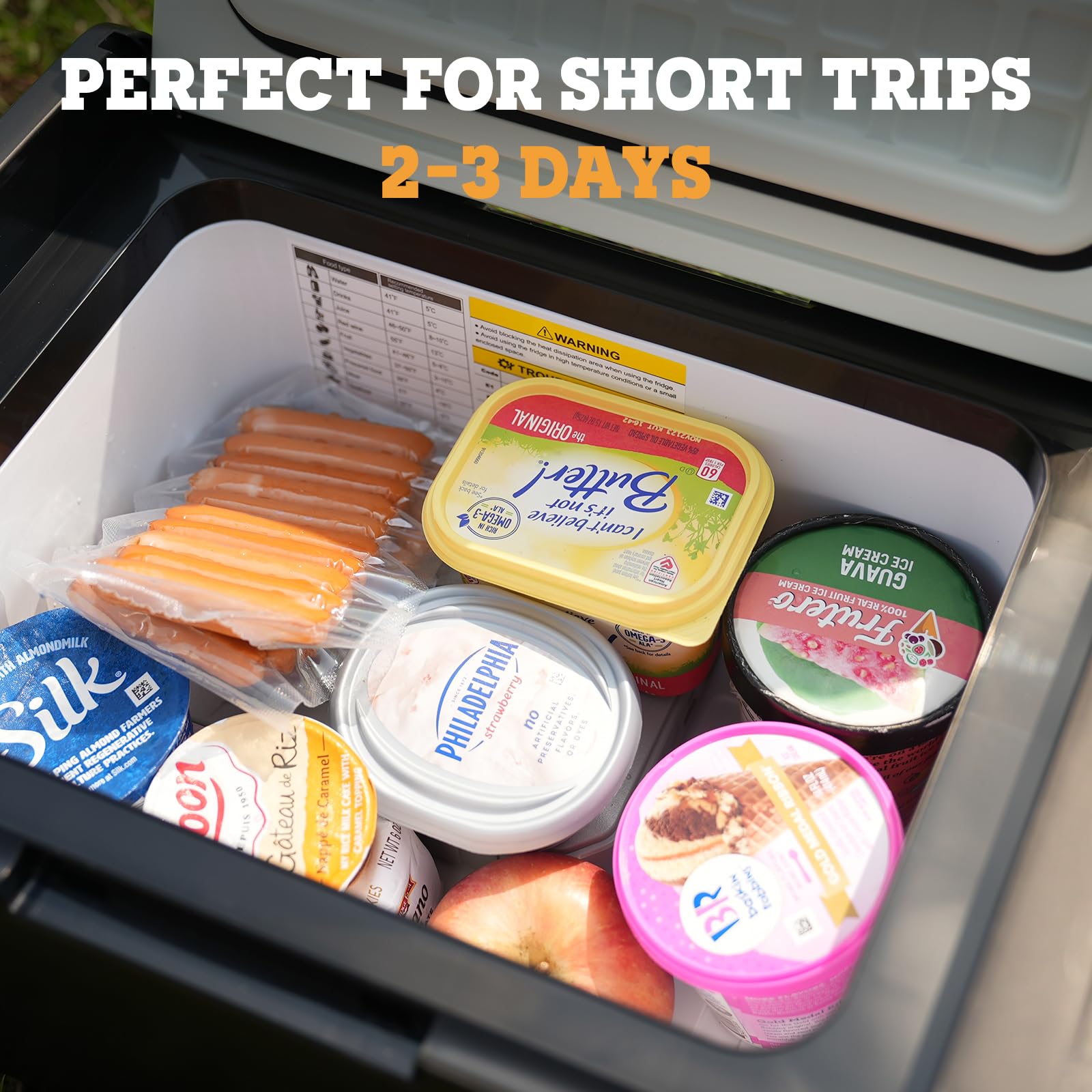 Setpower portable fridge with accessories ready for campsite setup