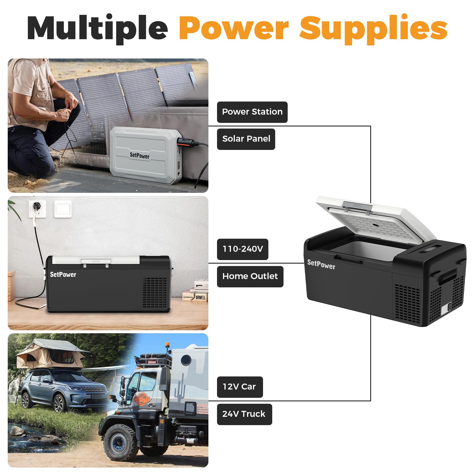 Setpower quiet operation at 42dB for uninterrupted rest during travel