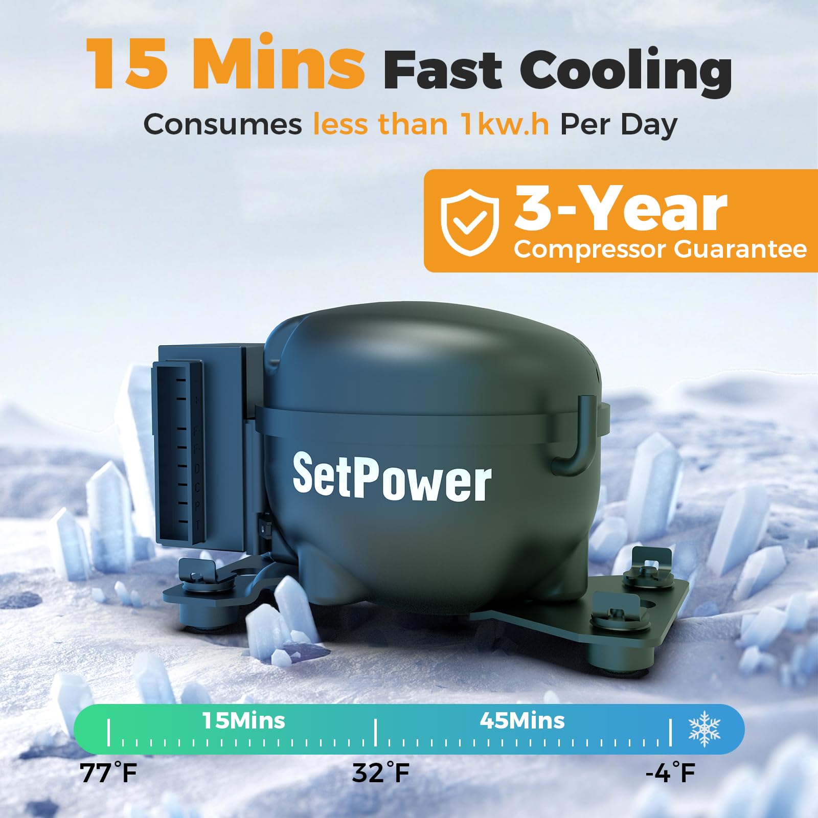 Setpower FC15 rapid cooling shown for road trips and quick chill