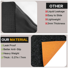 Seuqhck oil spill mat top layer absorbs oil and grease quickly.