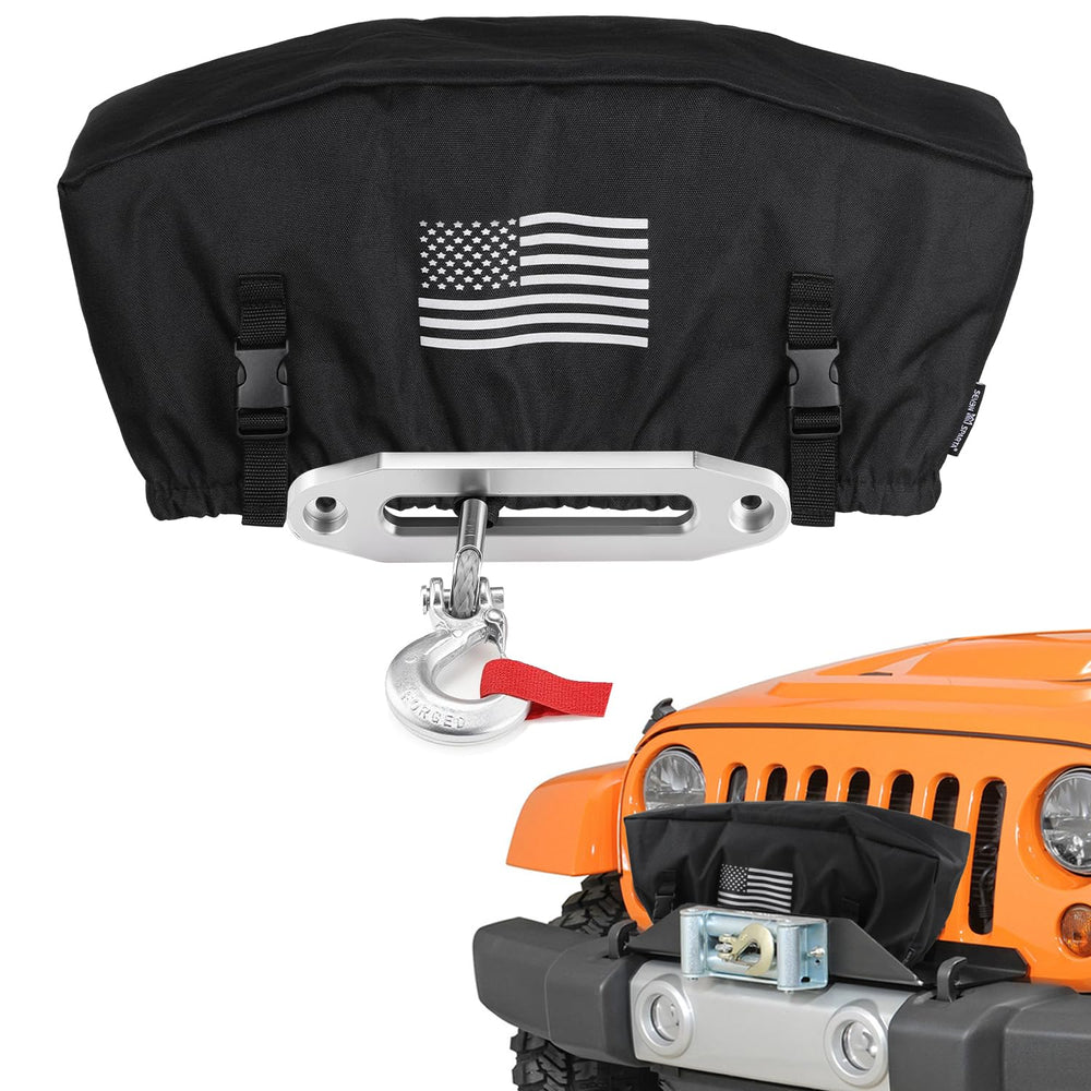 Seven Sparta American flag winch cover protects outdoors with patriotic style.