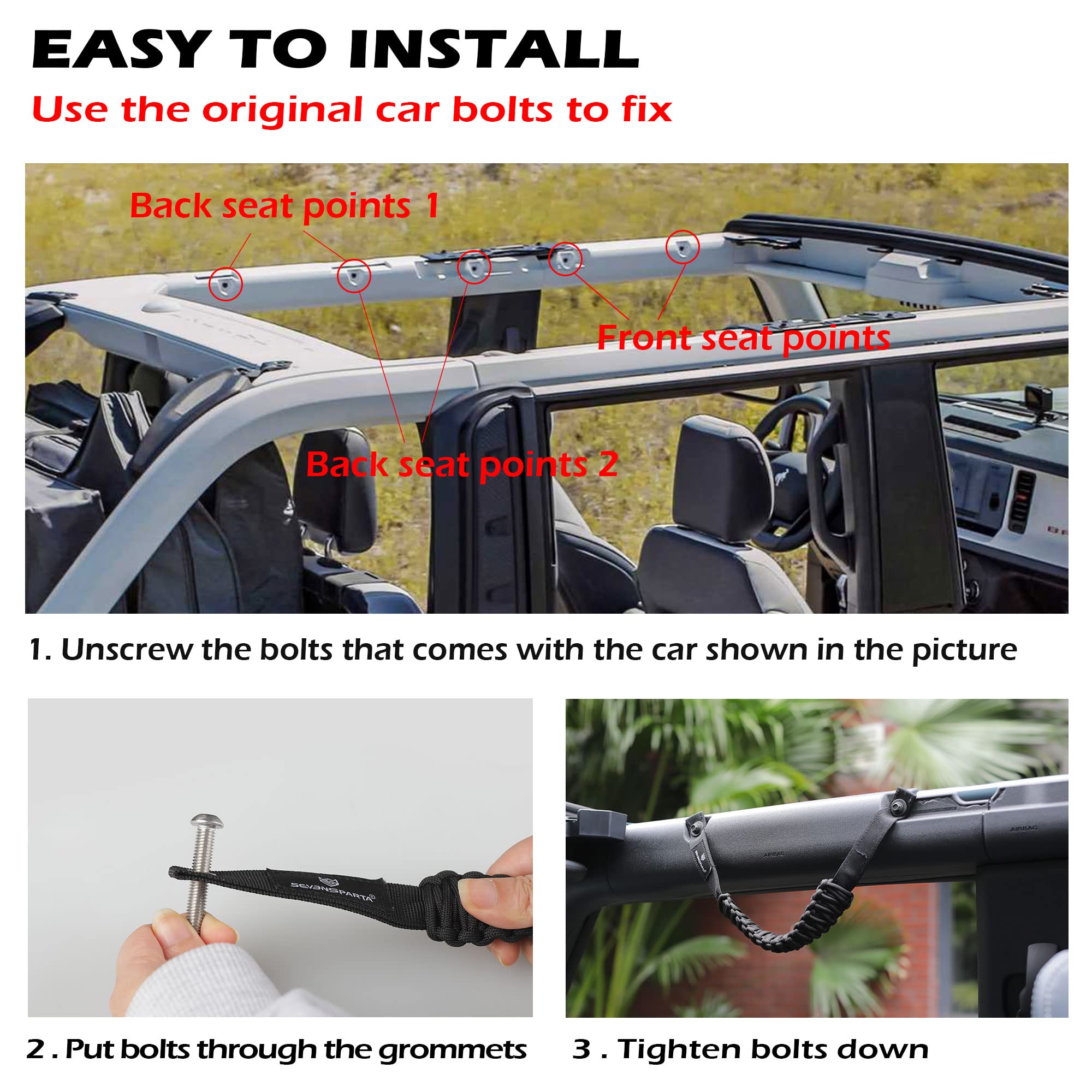 Seven Sparta Bronco interior four-handle set for front and rear installation.