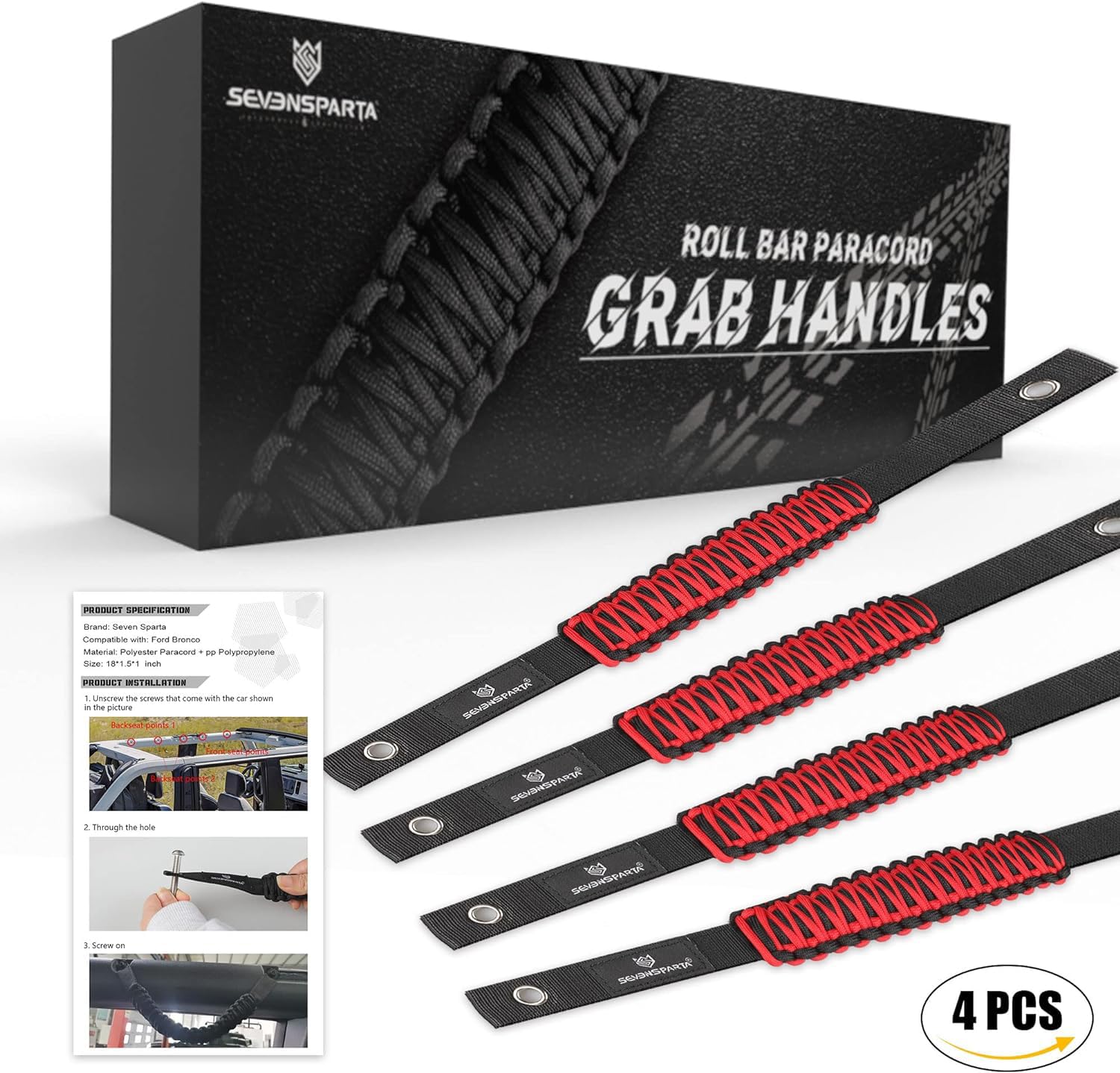 SEVEN SPARTA interior upgrade for Bronco with durable paracord grab handles
