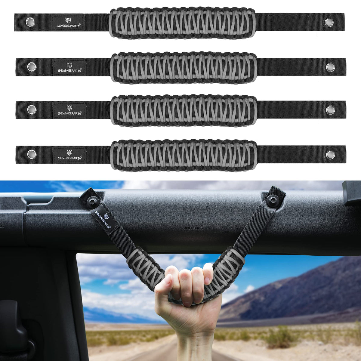 SEVEN SPARTA Bronco roll bar grab handle front set provides secure grip
