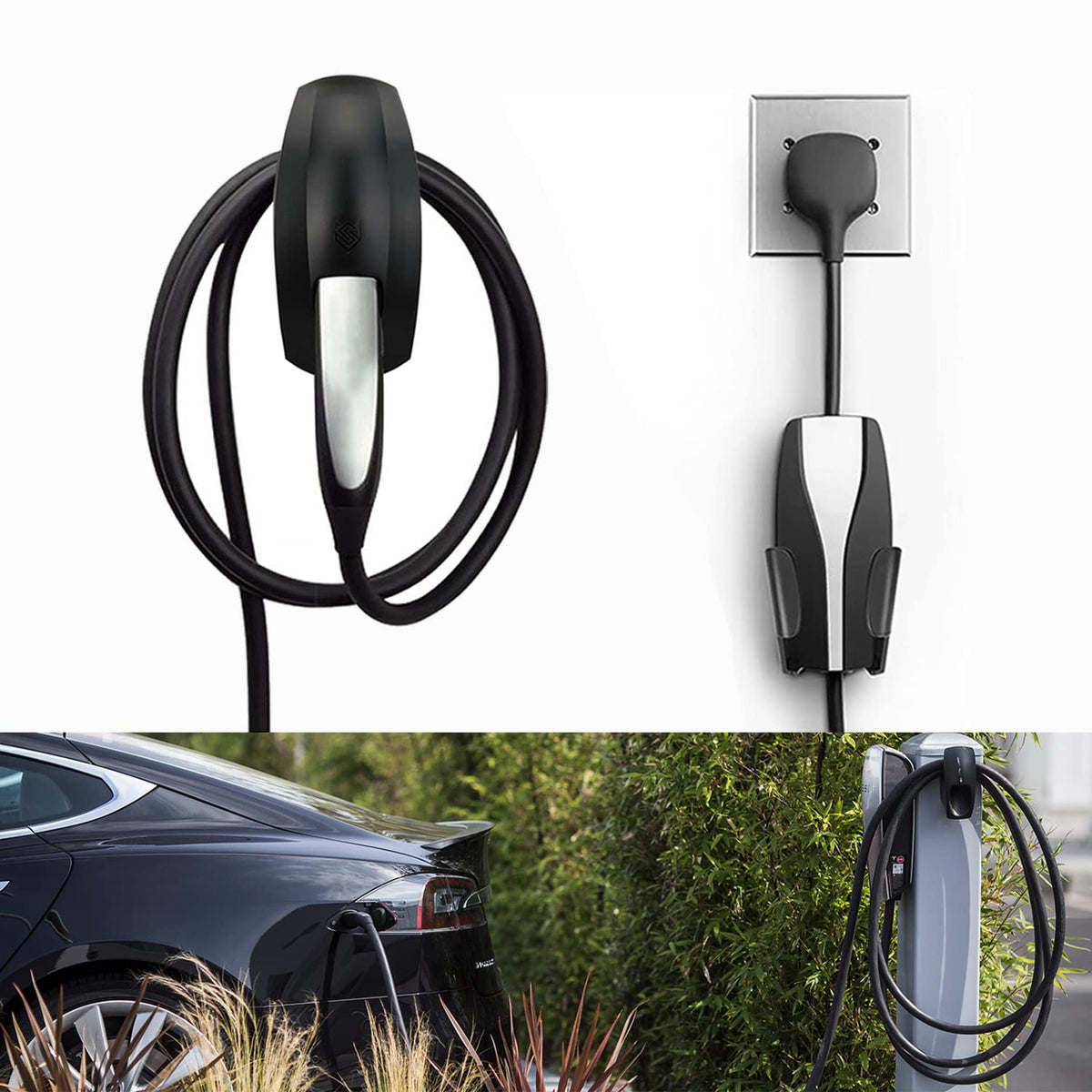 Seven Sparta charging cable holder secures Tesla Model 3 cable neatly