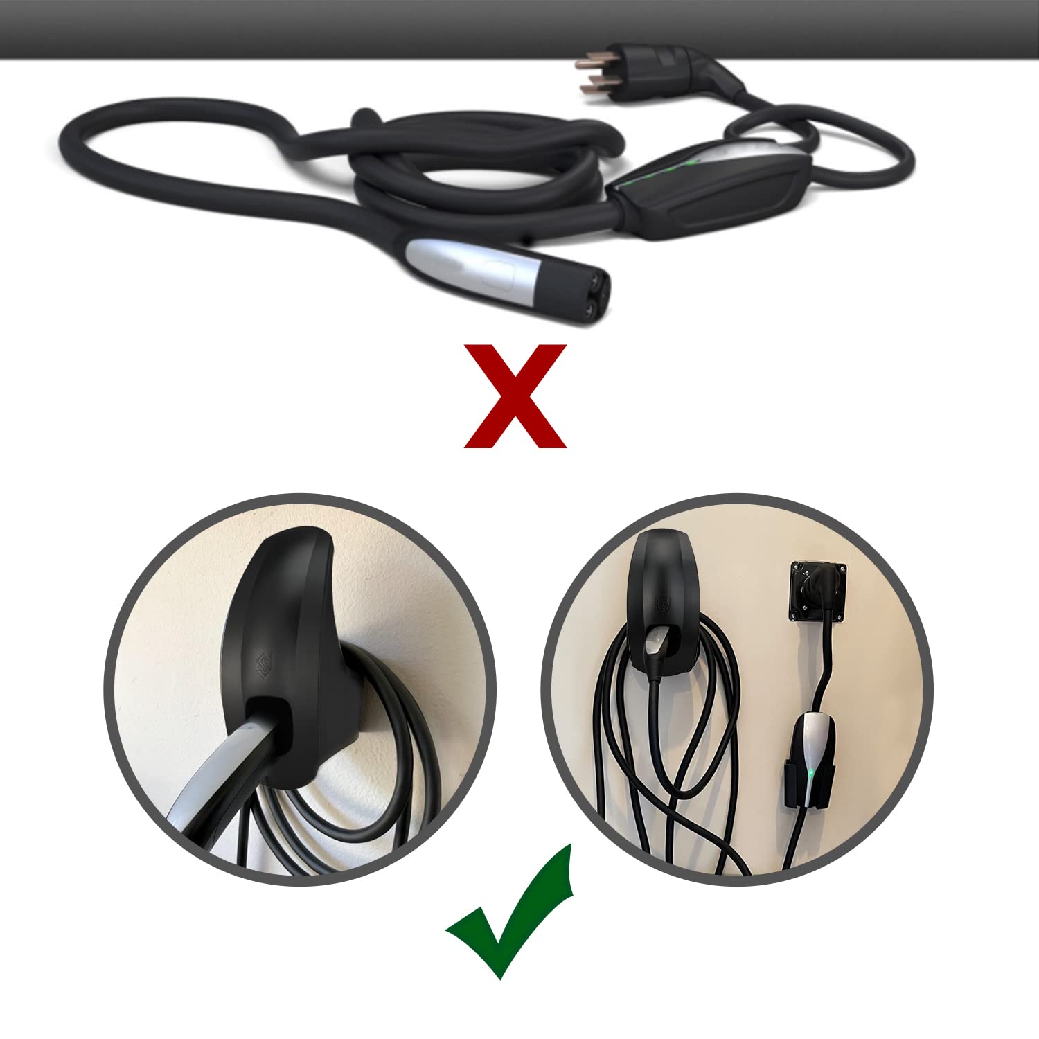Seven Sparta charging cable holder with chassis bracket secures Tesla Model Y cable