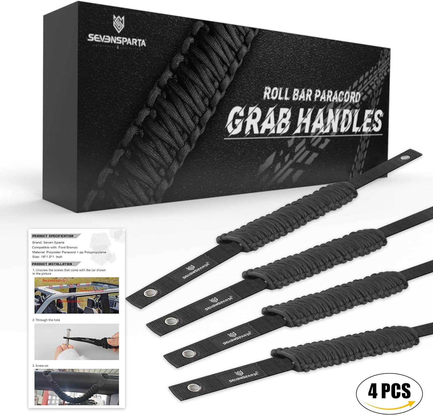 Seven Sparta paracord grip detail shows durable, non-slip texture.