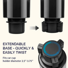 SEVEN SPARTA secures bottle with rubber tabs for no-spill driving.