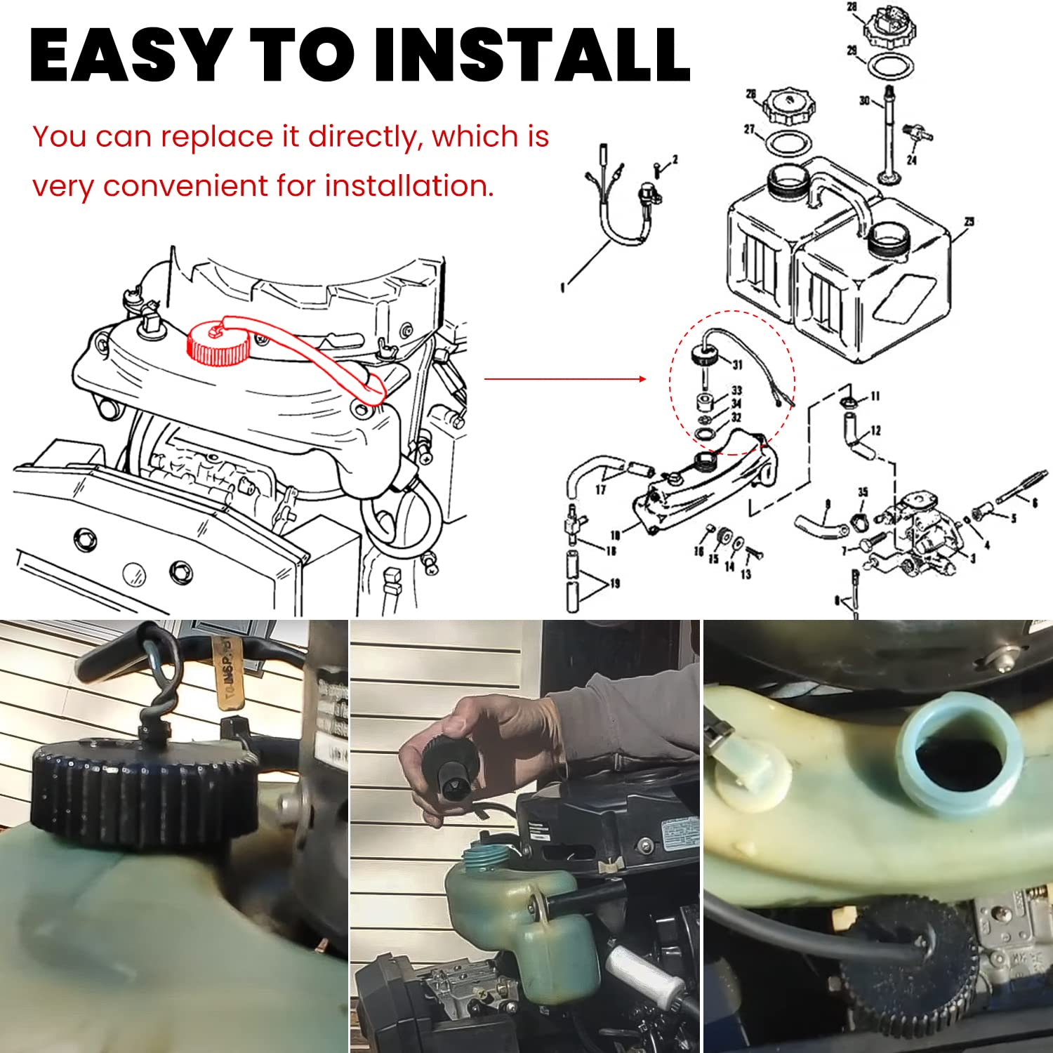 Sevencow oil-cap float component supports proper reservoir level sensing.