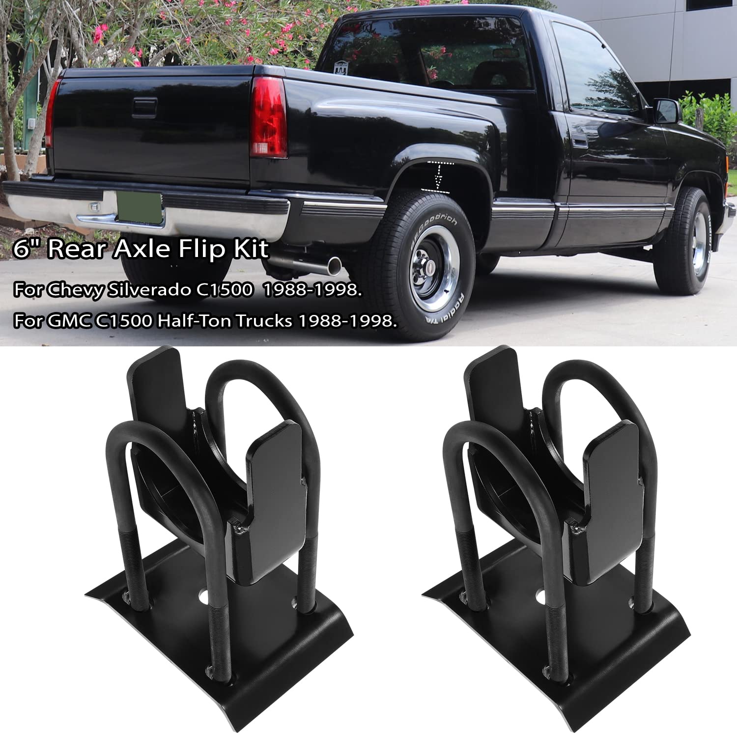 sevencow Silverado C1500 lowering kit installed on leaf springs