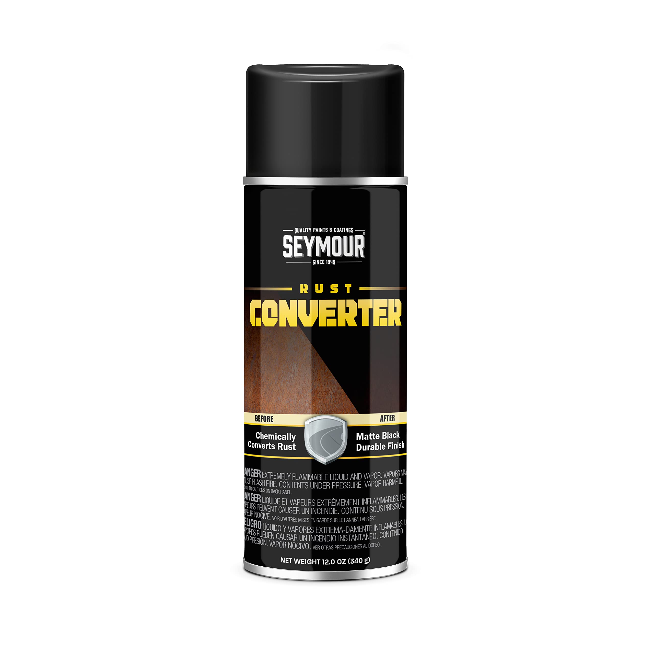 seymour aerosol can front view showing product for fast rust conversion