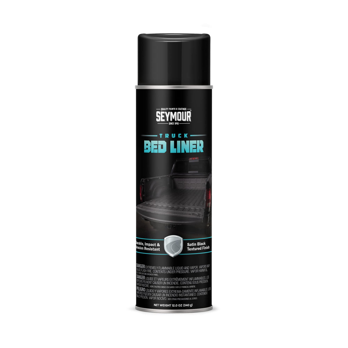 Seymour 20-41 truck bed coating bottle pour demonstrates easy application for a tough black sealant.