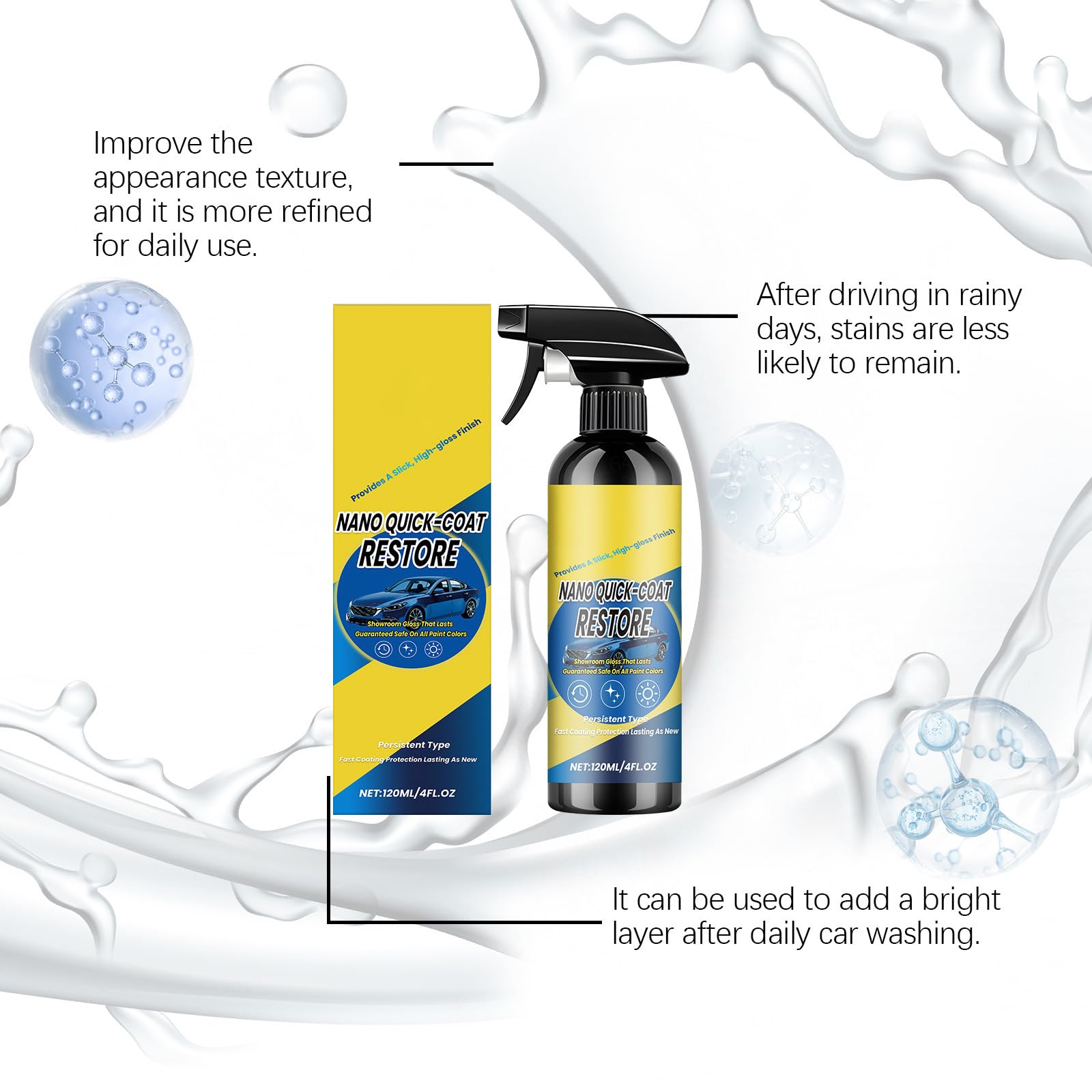 Seyudzu Nano Quick Coat Restore works on glass and plastic trim materials