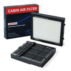 Sezfom cabin air filter activated carbon close-up showing fine particle capture