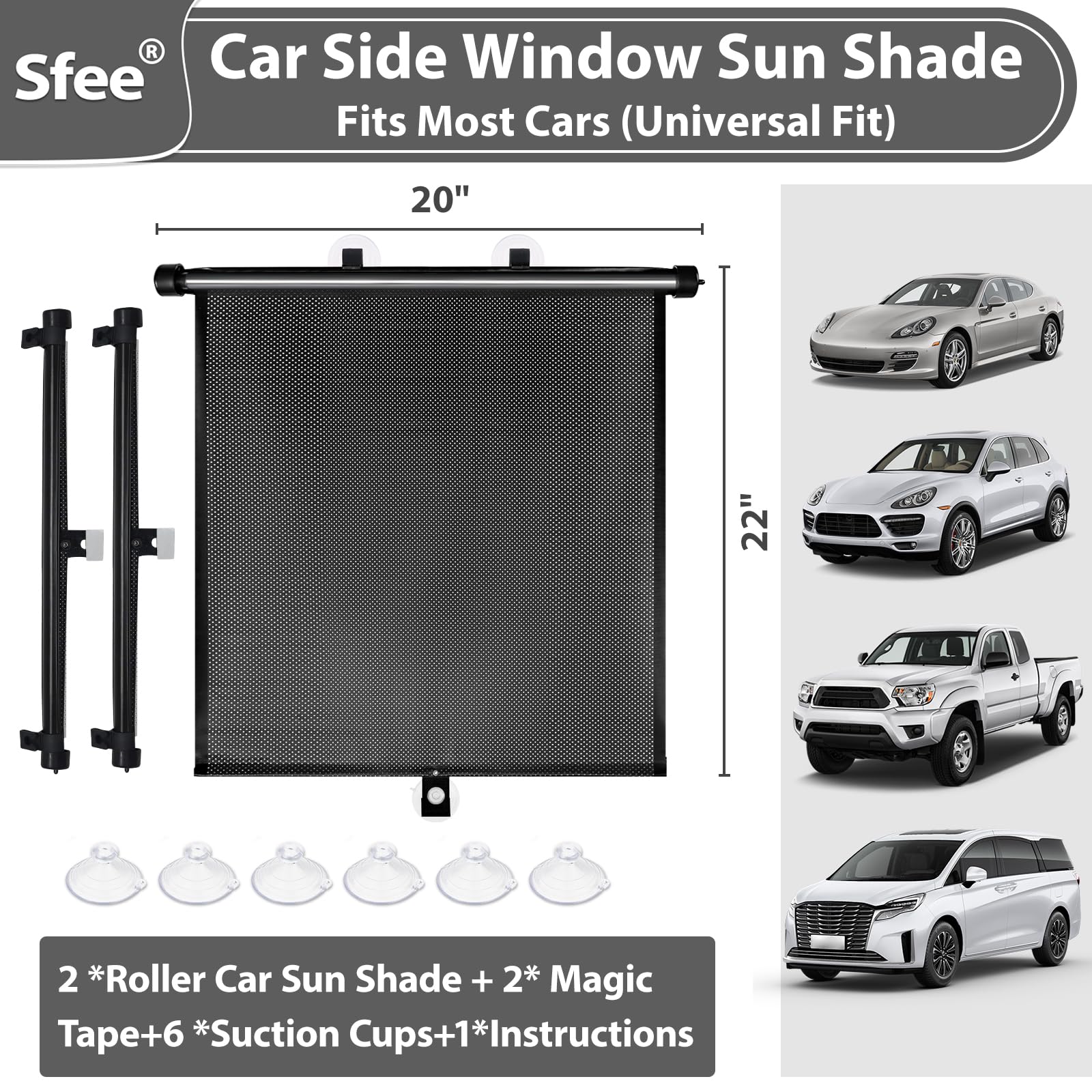 Sfee one-button retractable window shade for easy storage