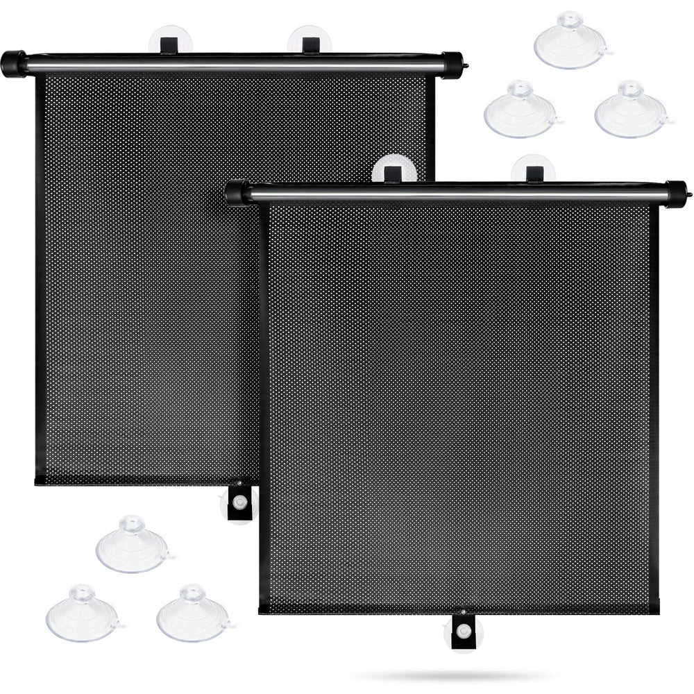 Sfee car window shade with retractable side window for cooler rides and glare reduction