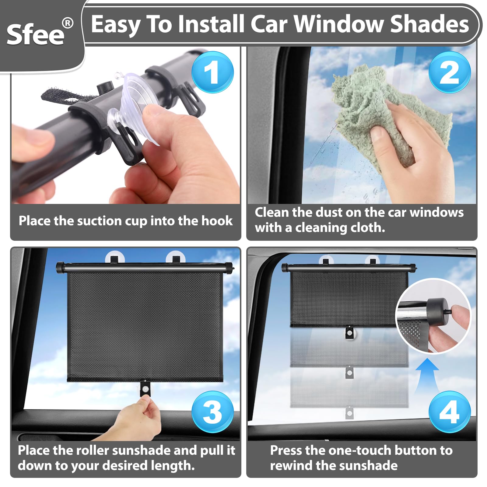 Sfee universal-fit 20x22 inch shade suits most car windows