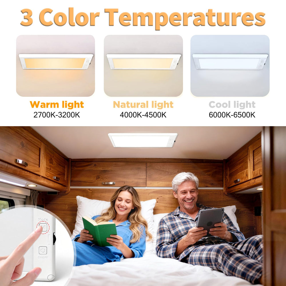 SFNN RV lights interior pack with three color modes for warm natural and cool lighting.