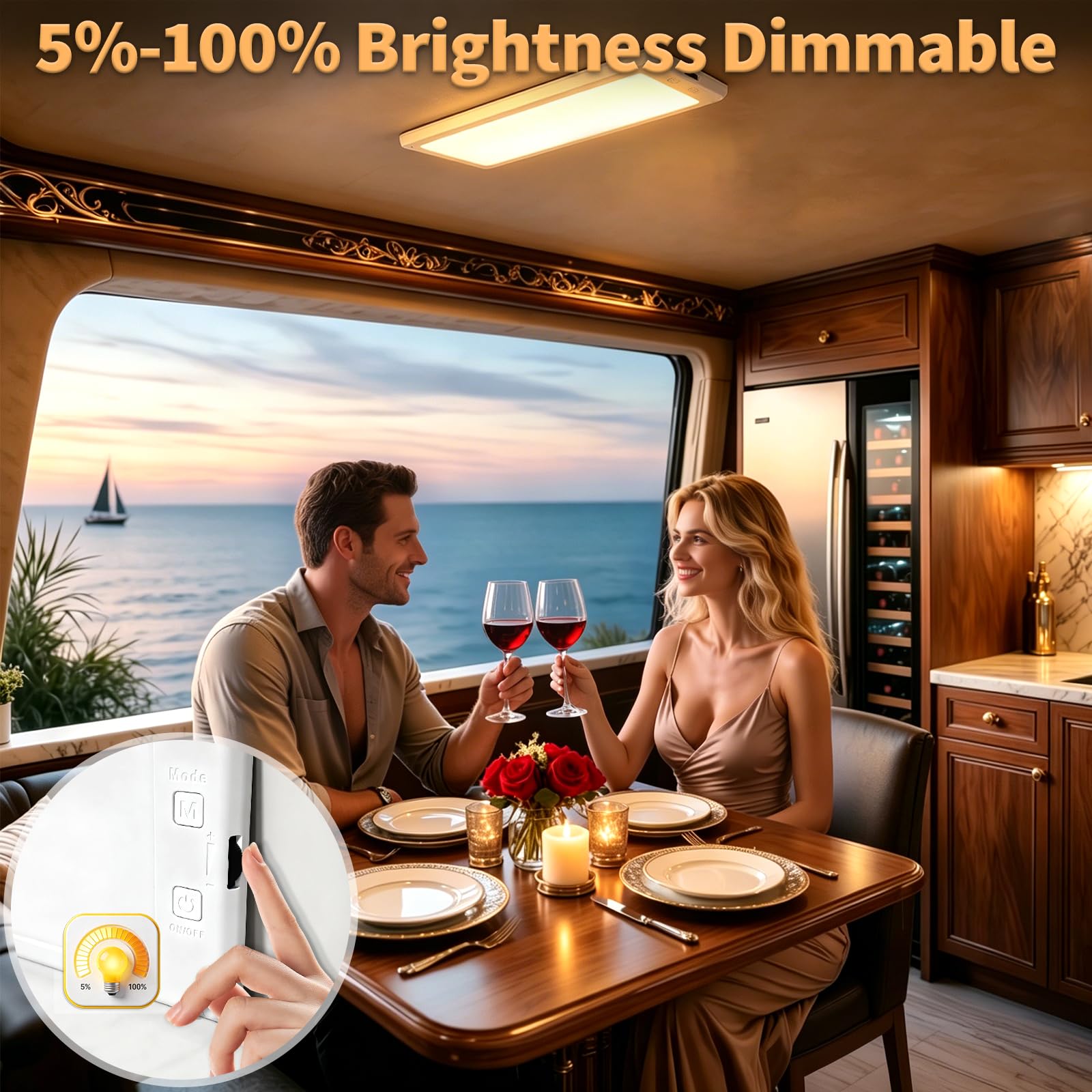 SFNN RV lights interior pack memory function restores last settings automatically.
