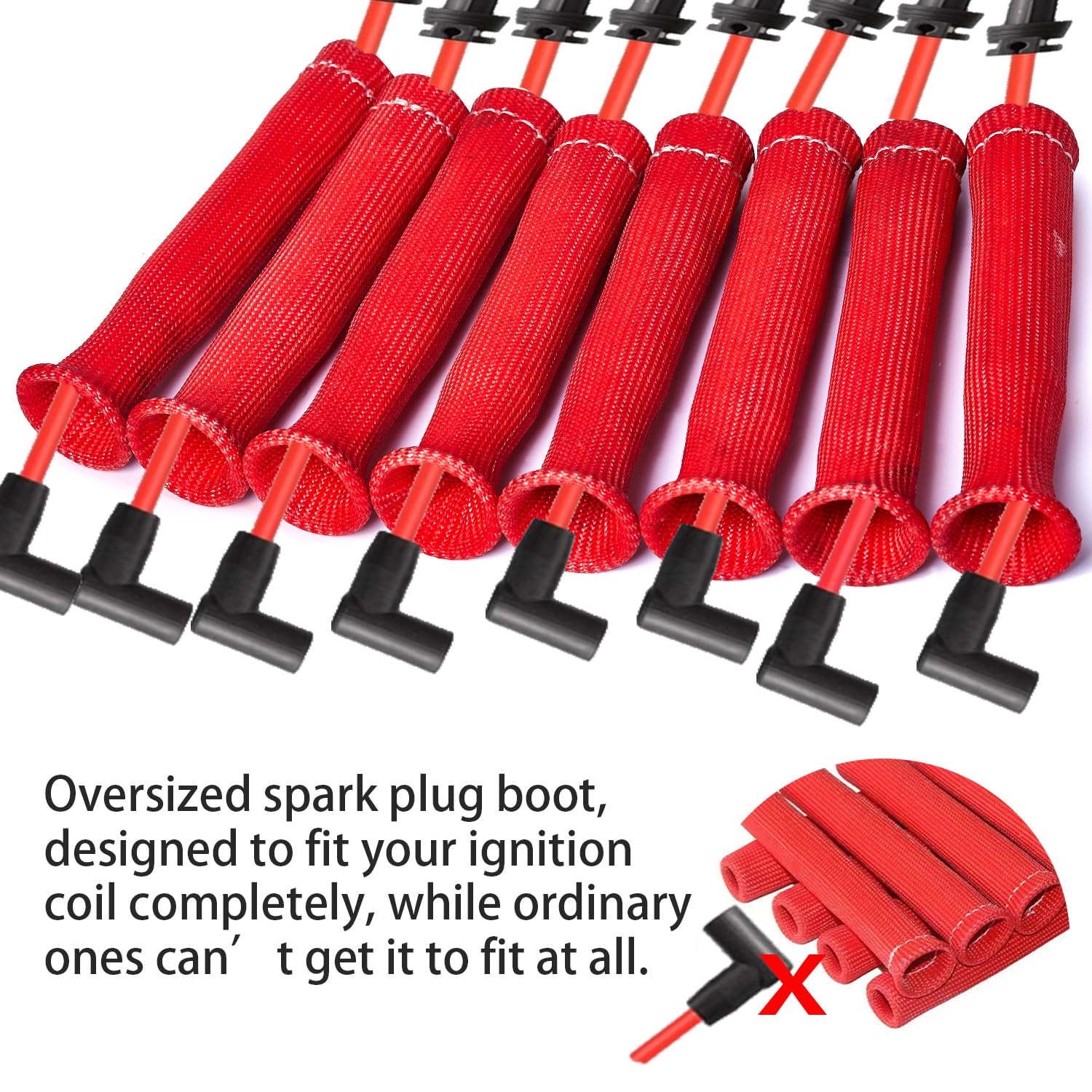 Sfoezdc spark plug boot heat shield closeup demonstrates durable fiberglass construction