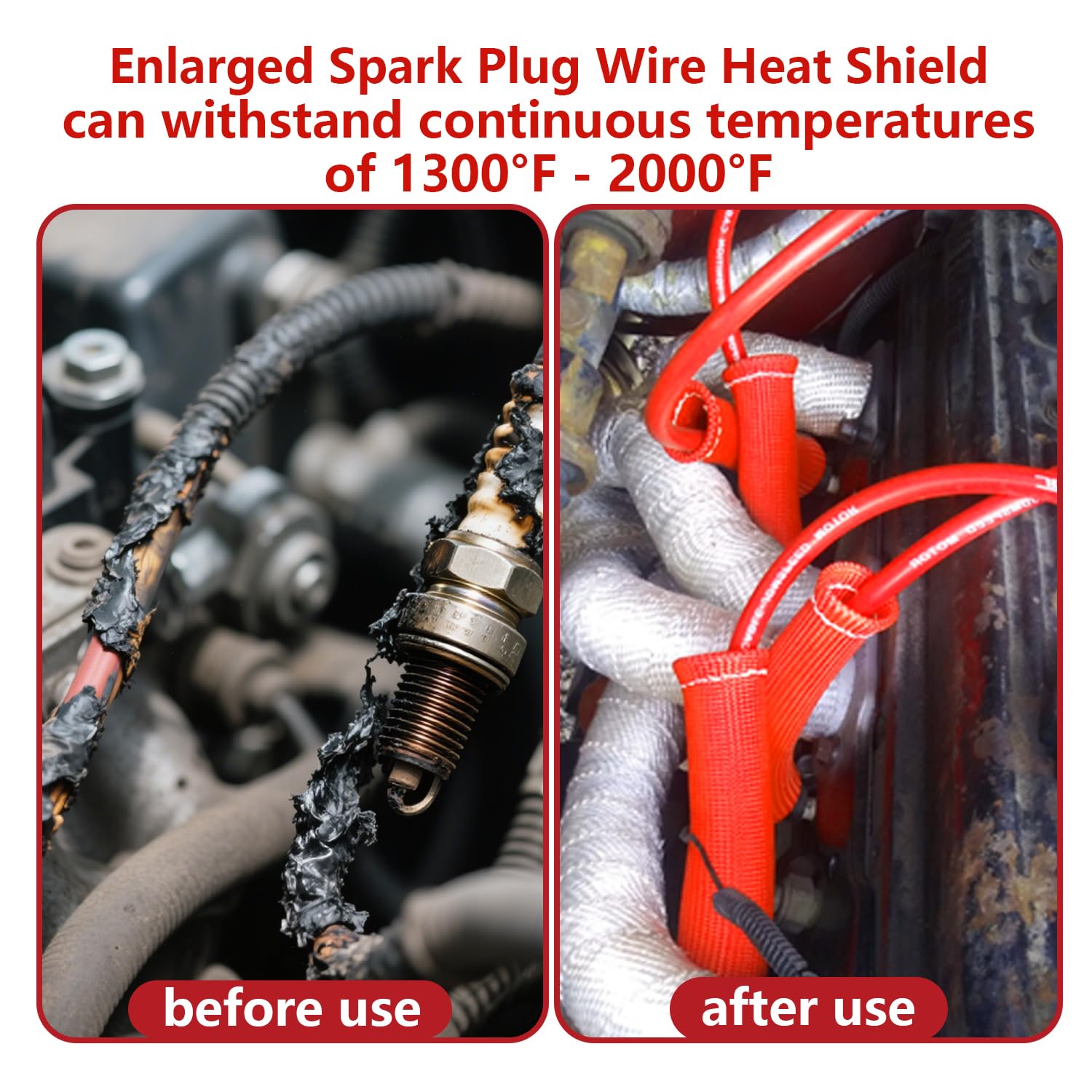 Sfoezdc spark plug heat shield oil-resistant material protects against fluids and abrasion