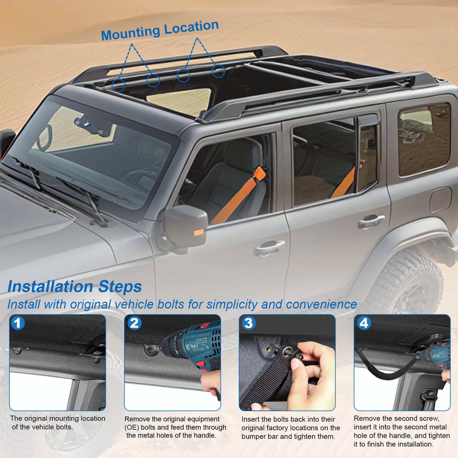 SFYHORK roll bar grab handles in black packaging