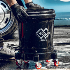 SGCB Pro bucket dolly rolling action reduces lifting effort during washing.
