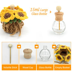 Sunflower hanging decor brightening car interior with a playful handmade touch.