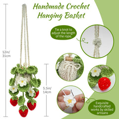 SGIBYN hanging crochet strawberry plant adds decorative scent mood to car.