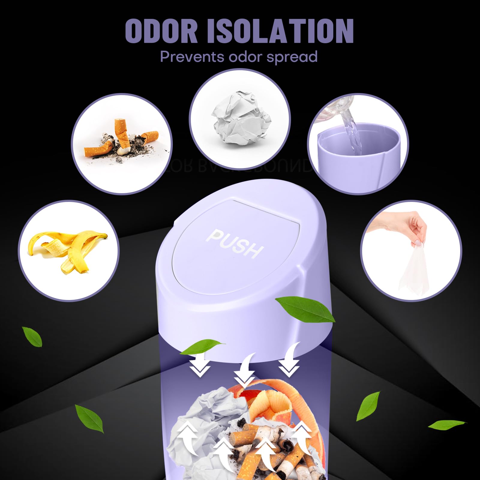 SGLRT spring-loaded lid seals odors when closed.