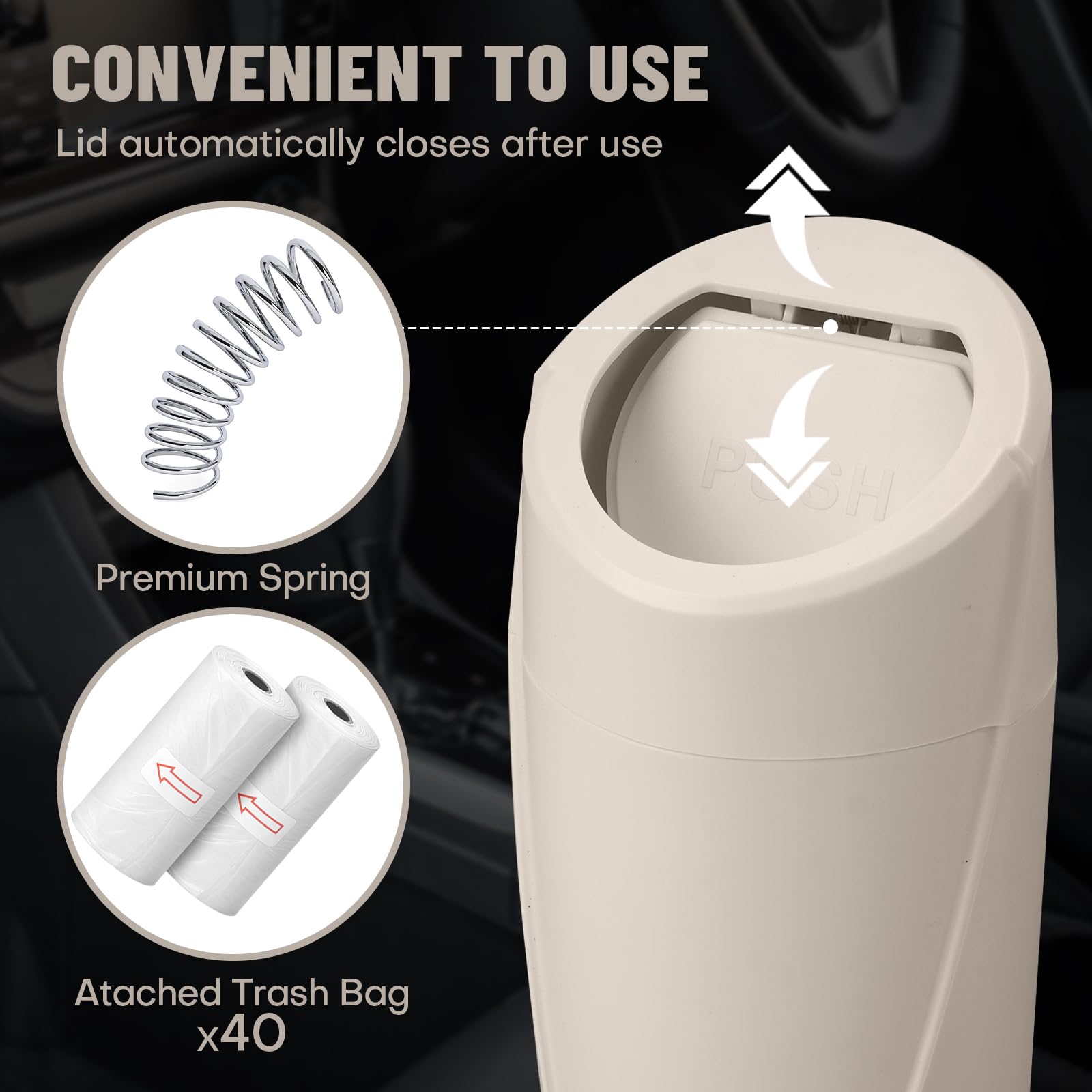 SGLRT trash bin interior is easy to clean after use.