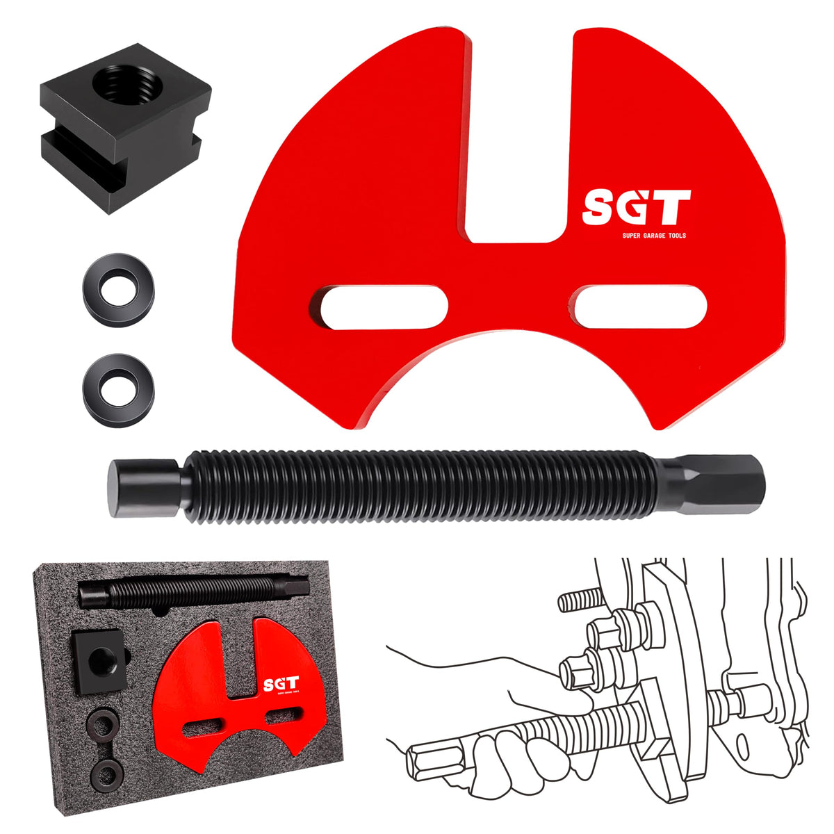 SGT 40100 hub remover drive plate in action showing safe hub extraction