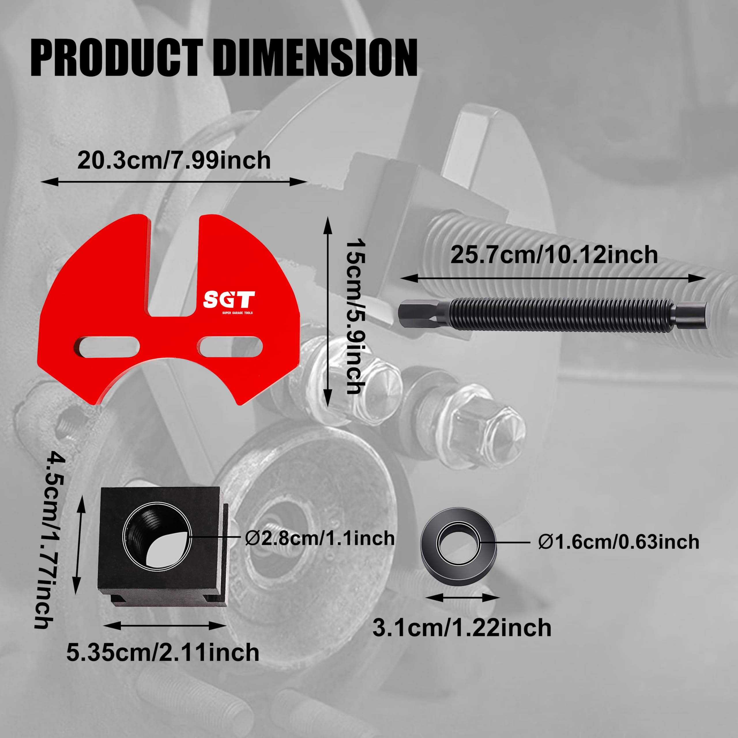 SGT 40100 hub remover fastening screws securing the tool